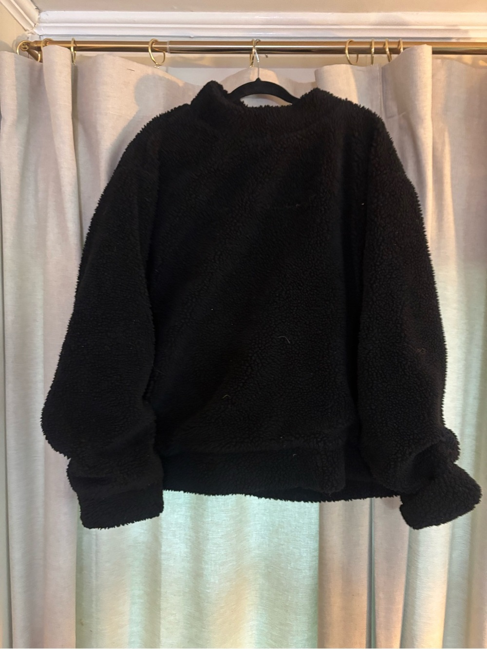 Plush Black Teddy Fleece Pullover Hoodie